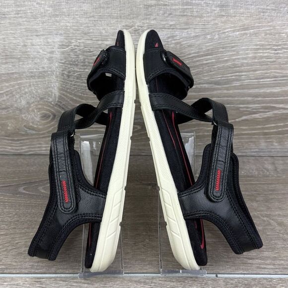 Ecco Bluma Women’s Sz 8.5/EU 39 Slingback Strap Black Red Hook & Loop Sandals - Picture 10 of 10